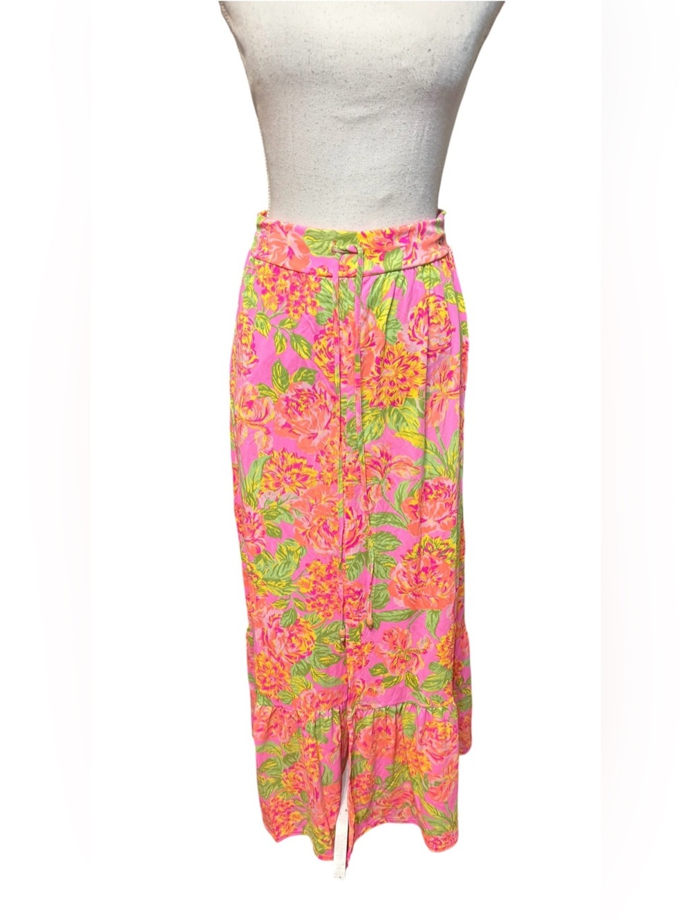 Maaji Cotton Rose Athena Bright Pink Floral Convertible Skirt Swim Cover Up M - Picture 2 of 5